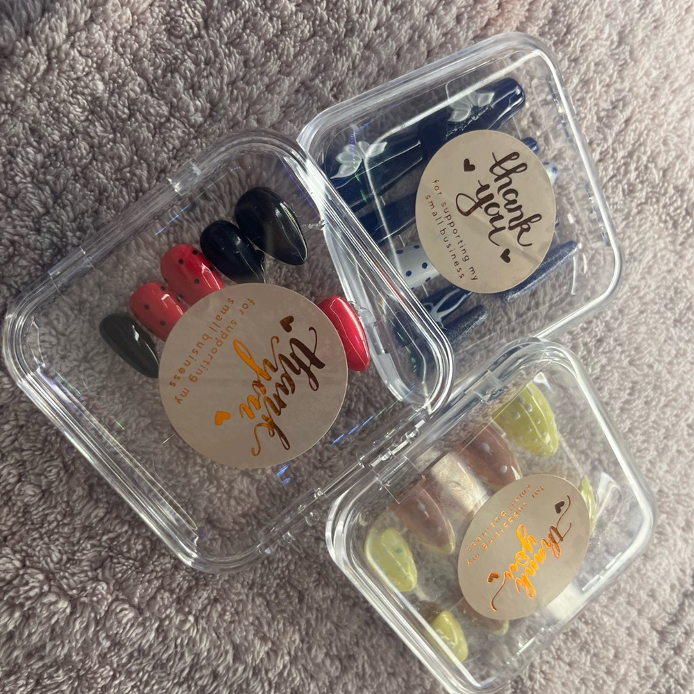 Assorted Nail Set with Red, Black, and Yellow Designs